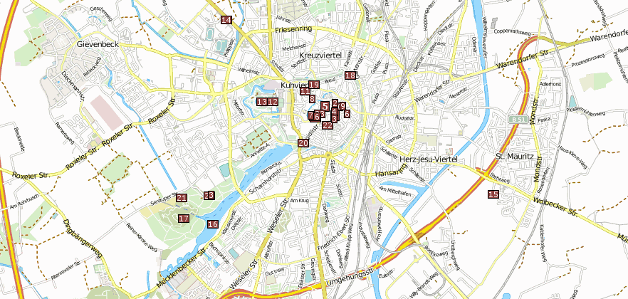 Münster Reiseführer und Sehenswürdigkeiten in Münster  per Landkarte
