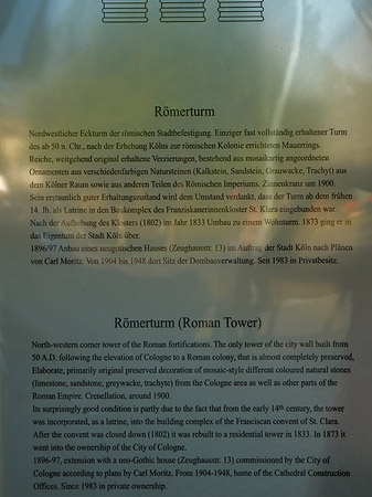 Foto Schild des Römerturms - Köln